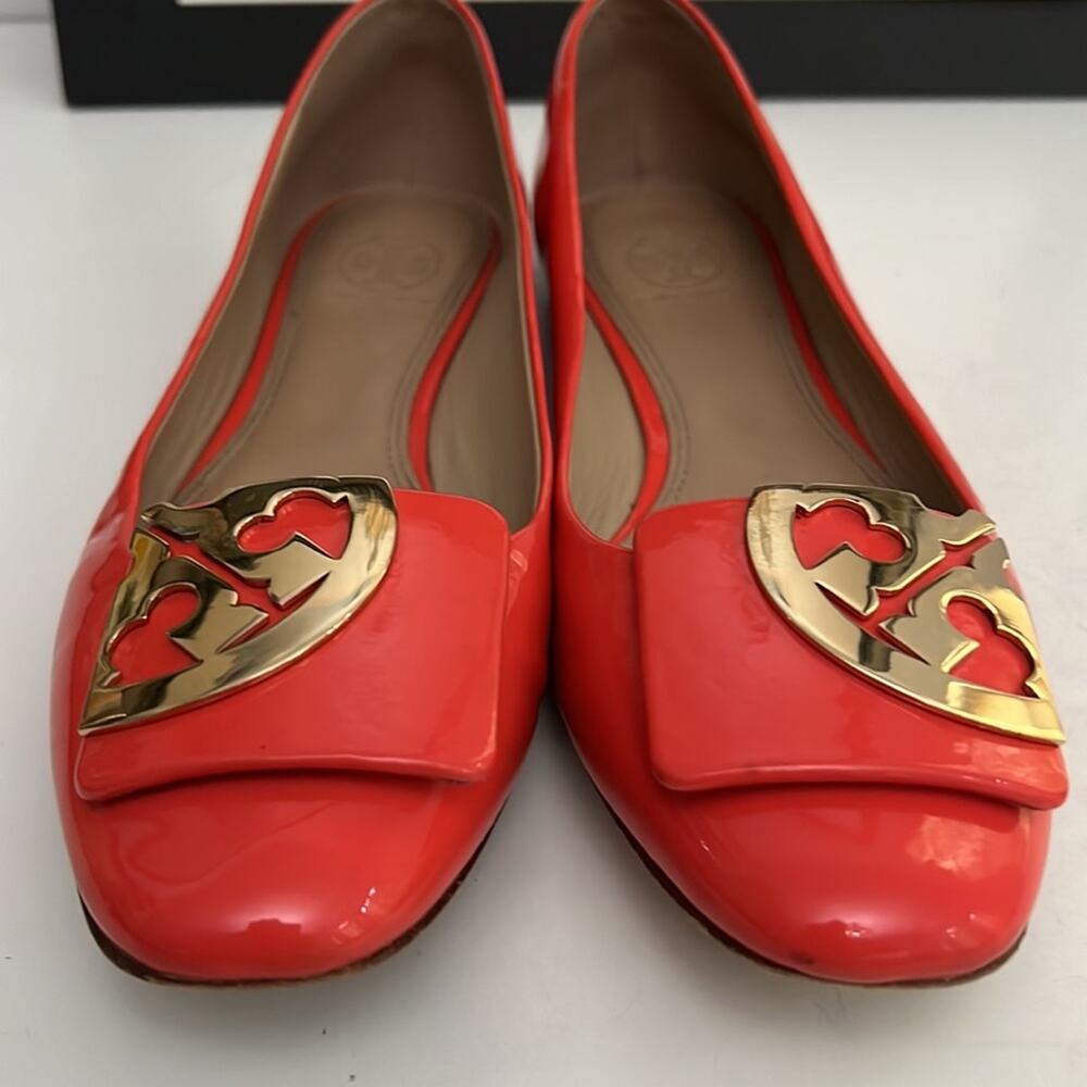 Tory Burch Orange Patent Leather Ballet Flats Size 7M - Picture 3 of 16